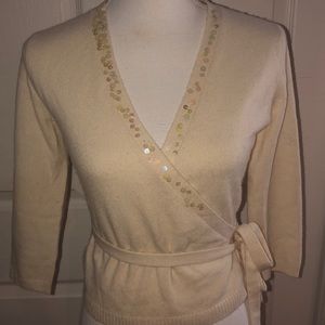 Autumn Cashmere Ivory Sequin Wrap Sweater